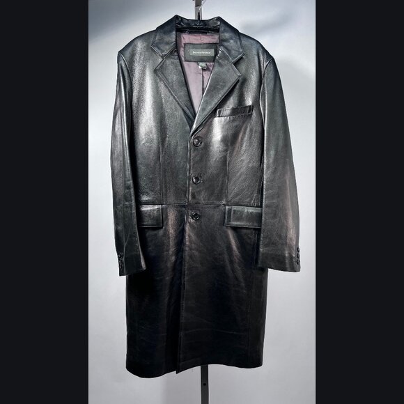 Banana Republic Jackets & Blazers - BANANA REPUBLIC Vintage Fall 99 Black 100% Buttery Leather‎ Mid-length Coat S